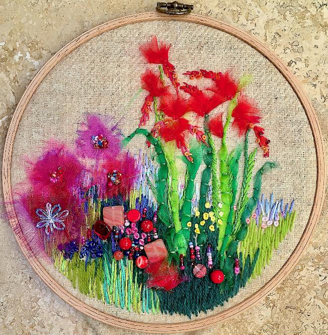 Crocosmias and Dahlias